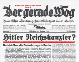 Titelseite der Zeitung der Gerade Weg Januar 1933